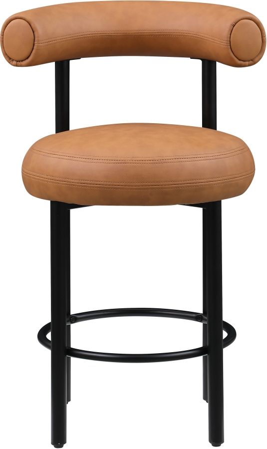 Meridian Furniture Bordeaux Cognac/Matte Black Leather Counter Stool-1