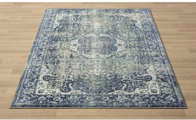 LR Home Antalya Beige/Teal 5'x8' Area Rug-1