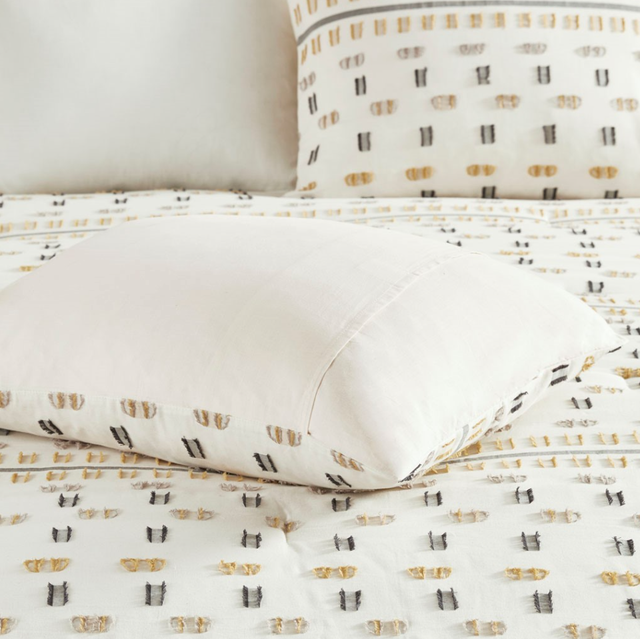 Olliix by Madison Park Essentials Auden 5 Piece Yellow Full/Queen Cotton Jacquard Comforter Set-4