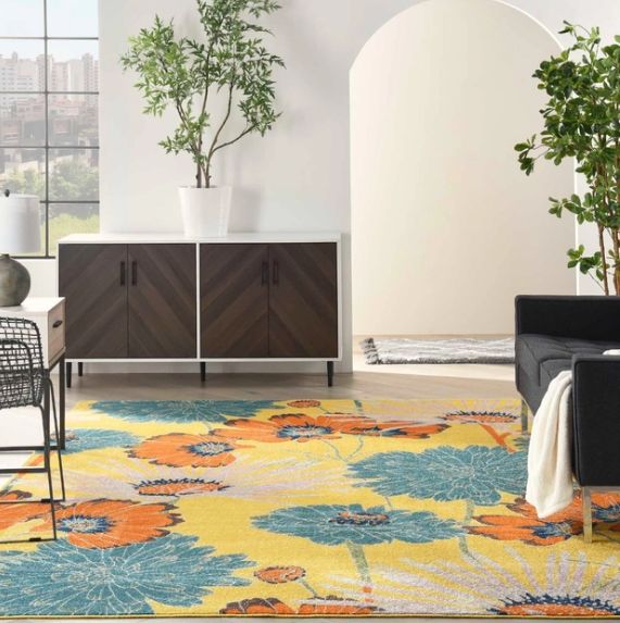 Nourison Home™ Allur Yellow Multicolor 5'x7' Style 4 Area Rug-1