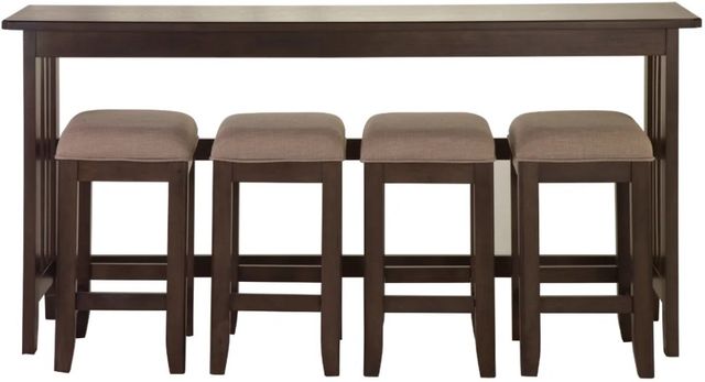 Bernards Lindsey 5-Piece Brown/Gray Drop Leaf Counter Table Set-2