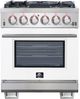 FORNO® Capriasca 30" Stainless Steel Pro Style Gas Range with White Door-0