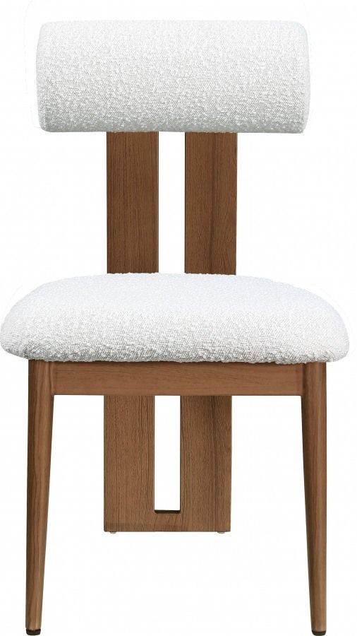 Meridian Furniture Dario Cream/Walnut Boucle Upholstered Dining Chair-1