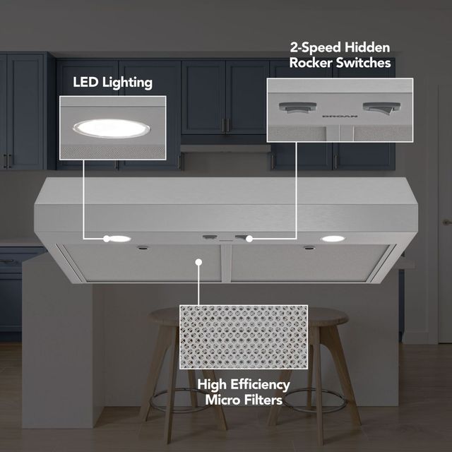 Broan® Glacier 1 Series 42" Stainless Steel Under Cabinet Range Hood-2