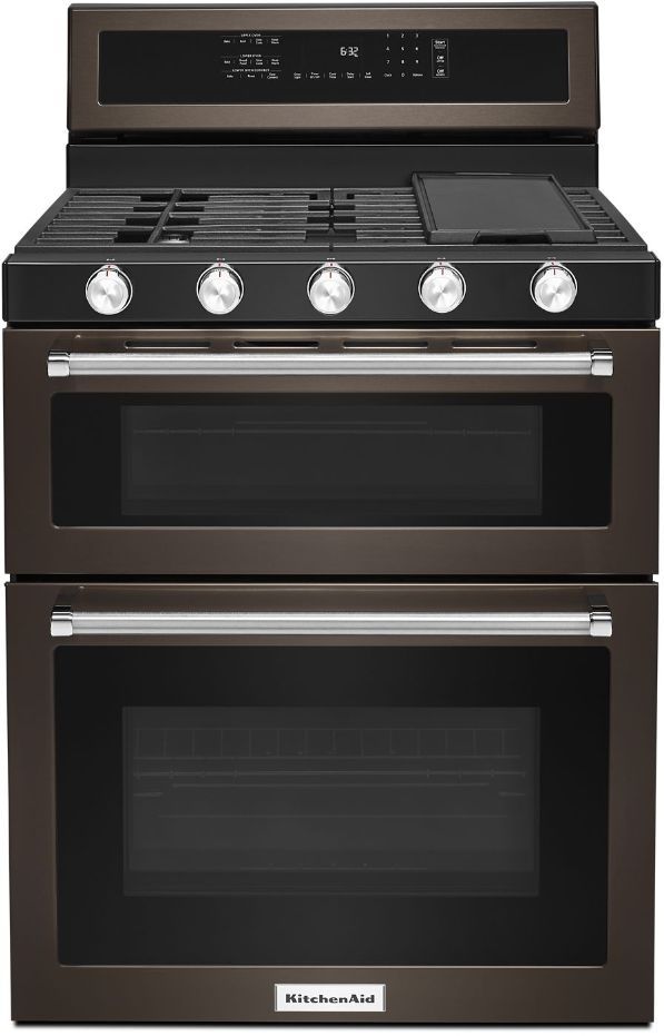 Cuisinière au gaz autoportante de 30 po KitchenAid® de 6.0 pi³ - Acier inoxydable noir résistant aux traces de doigts