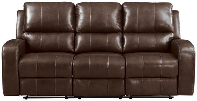 New Classic® Home Furnishings Linton Brown Dual Manual Reclining Sofa-1
