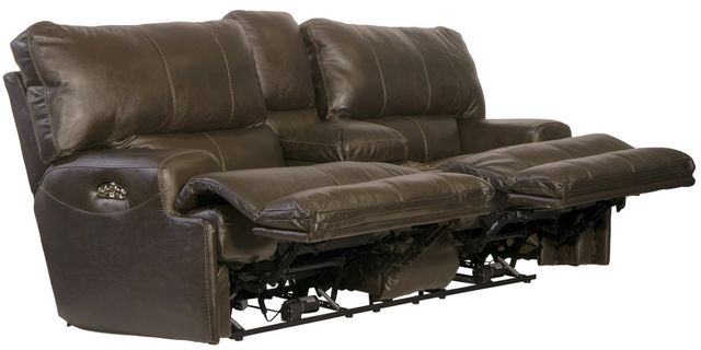 Catnapper® Wembley Steel Leather Power Lay Flat Reclining Console Loveseat with Power Adjustable Headrest-2