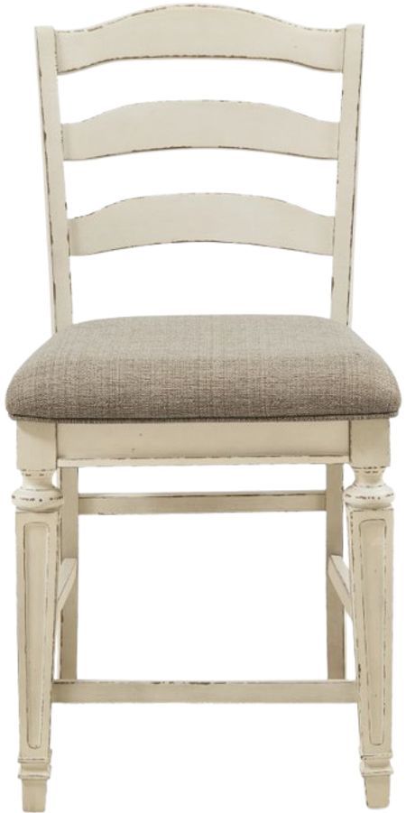Signature Design by Ashley® Realyn Chipped White Upholstered Barstool-1