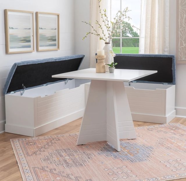 Linon Nancy 2-Piece Blue/White Table Nook Set-2