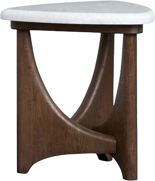 Magnussen Home® Arwen White End Table with Brown Base-0