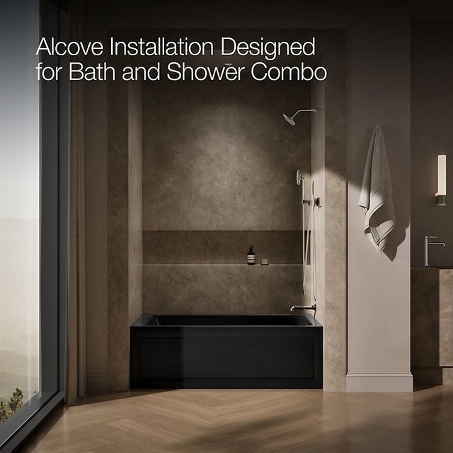 KOHLER® Archer® Black 60" x 32" Alcove Heated Whirlpool Bath - Right Drain-3