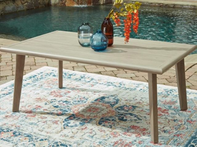 Signature Design by Ashley® Carisbo Beige Aluminum Outdoor Rectangular Dining Table-3