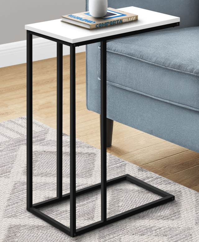 Monarch Specialties Inc. White 25"H Accent Table with Black Metal Base-2