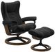 Stressless® by Ekornes® Customizable Wing Medium Manual Recliner and Ottoman with Signature Base-0