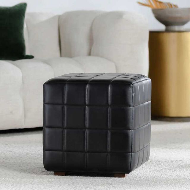 Classic Home Carlo Jet Black 18" Square Ottoman-1