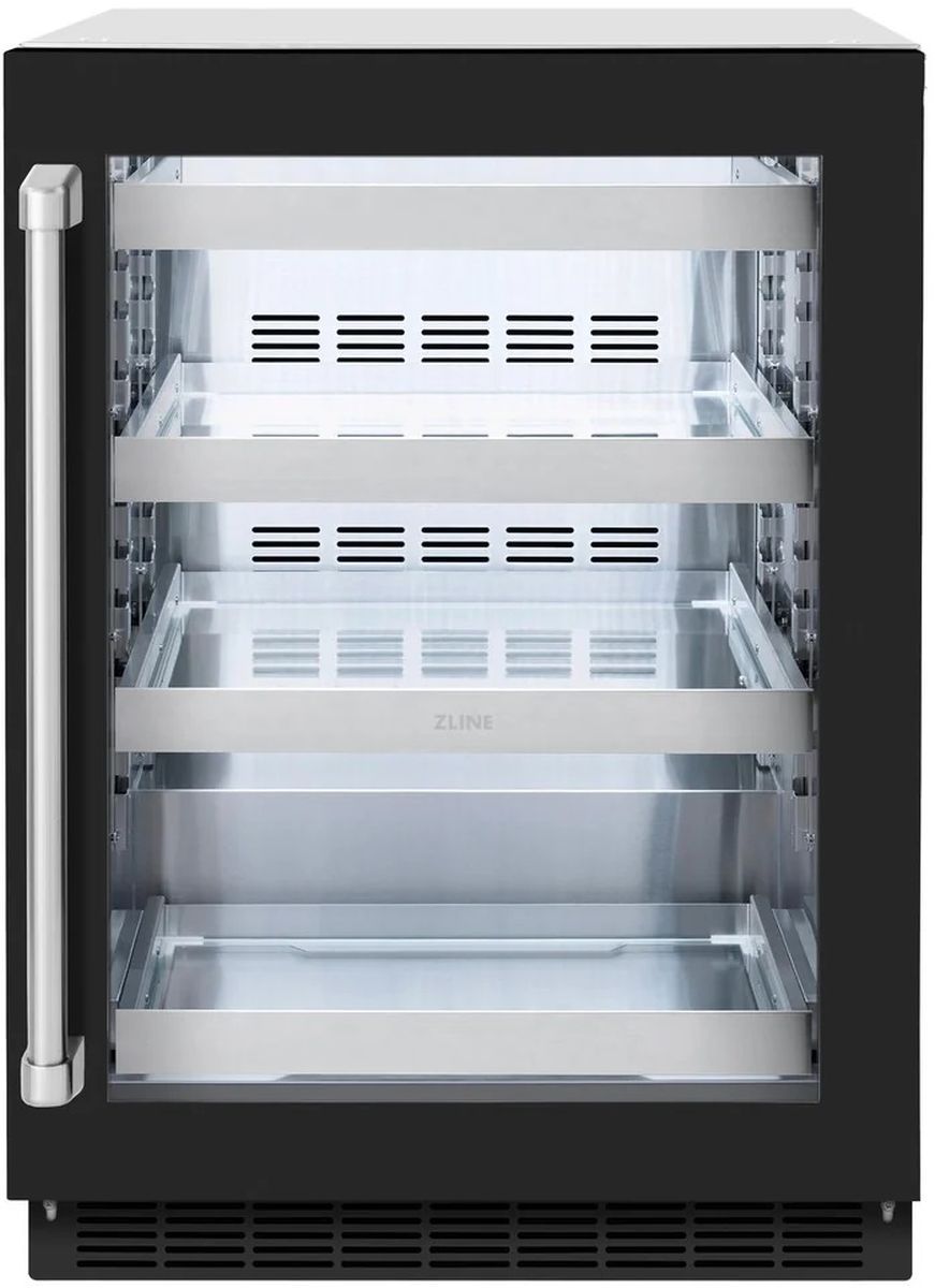ZLINE Touchstone 5.2 Cu. Ft. Stainless Steel Beverage Center with Black Matte Glass Door