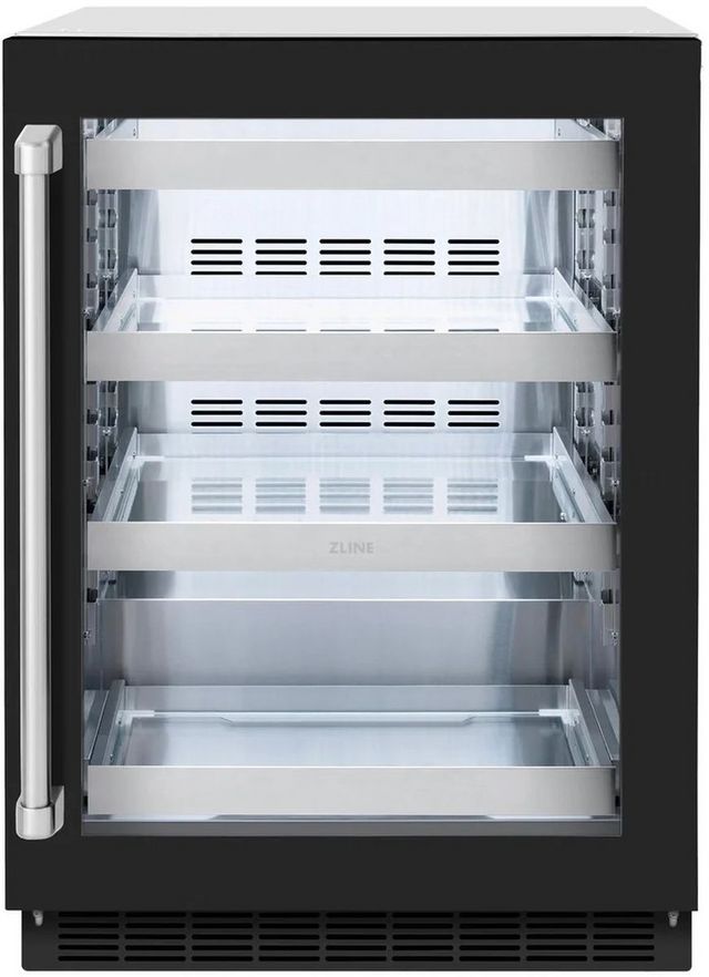 ZLINE Touchstone 5.2 Cu. Ft. Stainless Steel Beverage Center with Black Matte Glass Door-0