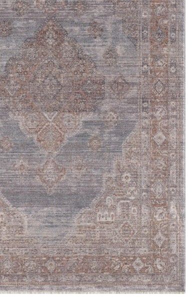 KAS Rugs Adele Gray Blush Medallion 5'x8' Area Rug-1