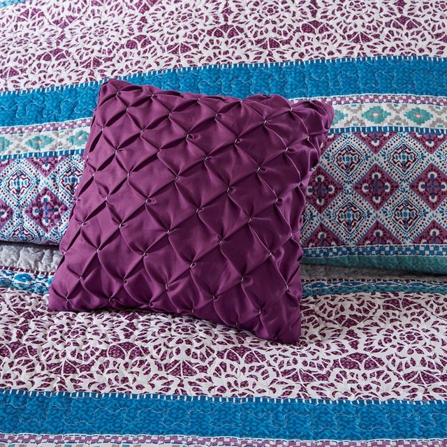 Olliix by Intelligent Design Joni Purple Full/Queen Boho Reversible Coverlet Set-3