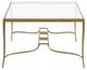 Magnussen Home® Lorena Glass Top Rectangular Cocktail Table with Burnished Brass Base-3