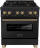 ZLINE Autograph Edition Legacy 30'' Black Stainless Steel Pro-Style Dual Fuel Natural Gas Range with Electric Convection Oven and Champagne Bronze Accents-0
