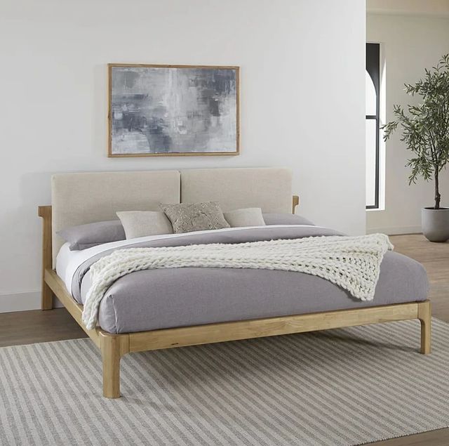 Modus Furniture Furano Ginger/Natural Full Upholstered Platform Bed with Two Cushion-1