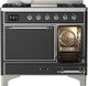 Ilve® Majestic III 40" Graphite Matte Pro Style Dual Fuel Liquid Propane Range with Solid Door and Chrome Trim-3