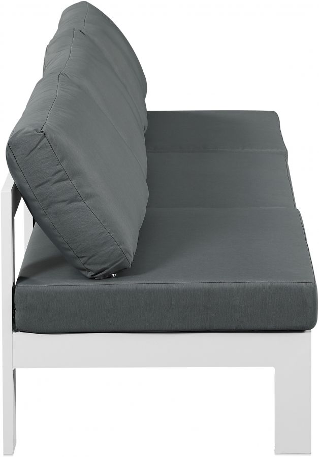 Meridian Furniture Nizuc 3-Piece Gray/White Aluminum/Fabric Outdoor Patio Armless Modular Sofa-2