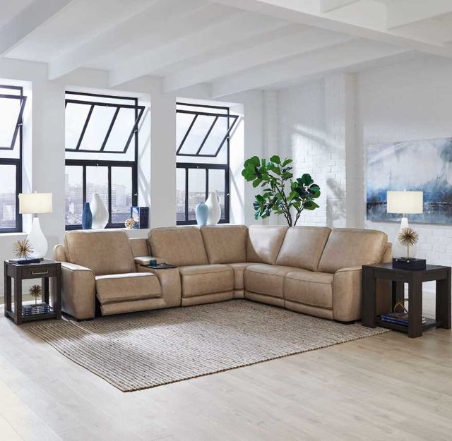 Liberty Furniture Blake 6-Piece Sophia Oatmeal Leather Power Reclining Sectional Sofa Set-2