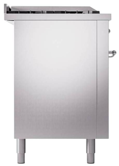 Ilve® Nostalgie II Noblesse 60'' Stainless Steel Pro Style Dual Fuel Range with Chrome Trim-2