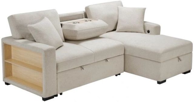 Homelegance® Pompano 2-Piece Beige Right-Arm Facing Pull-out Sleeper Sectional and Chaise-3