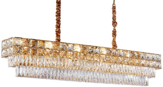 Michael Amini® Soleil Clear/Gold 16-Light Rectangular Chandelier-0