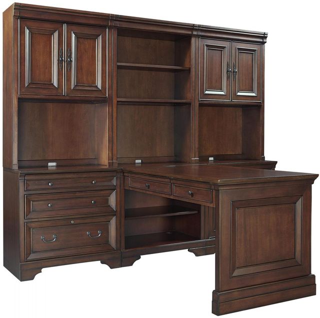 aspenhome® Richmond Brown Burgundy Desk Hutch with Doors-2