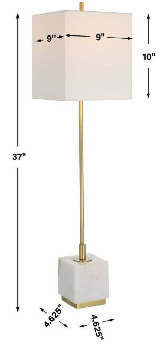 Uttermost® Escort Brushed Brass/White Buffet Lamp-2