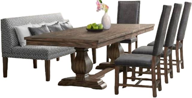 Elements International Gramercy 6-Piece Chocolate/Weathered Brown Straight Leg Dining Set-0