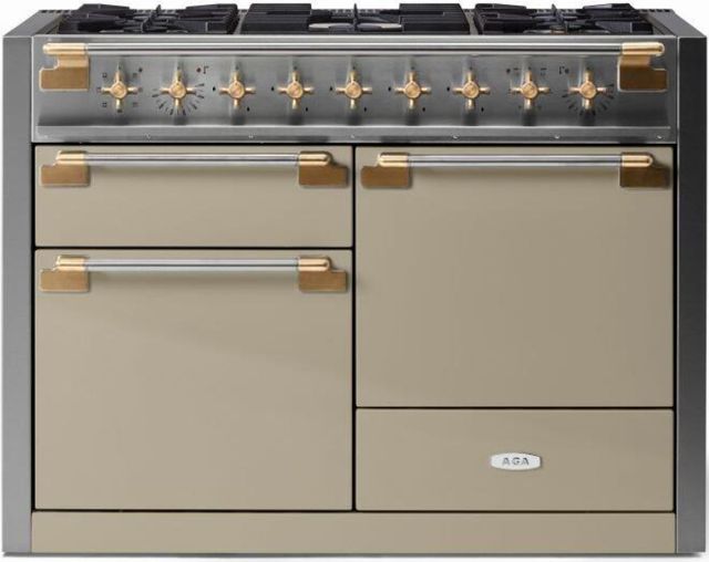 AGA™ Elise Series 48" Stainless Steel Pro Style Dual Fuel Range with Fawn Door-0