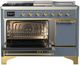 Ilve® Majestic III 48" Blue Gray Pro Style Dual Fuel Natural Gas Range with 5 Black Brass Burners and Brass Trim-2