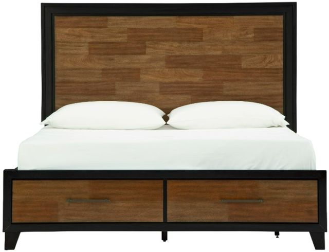 Benchcraft® Kraeburn Black/Brown California King Panel Storage Bed-3