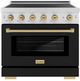ZLINE Autograph Edition Paramount 36" Satin Stainless Steel Pro Style Induction Range with Black Matte Door and Champagne Bronze Accents-0