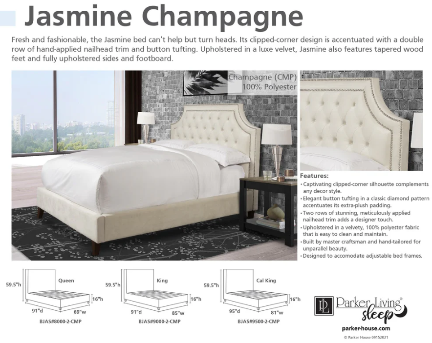 Parker House Jasmine Upholstered Panel Bed - Thumbnail 4