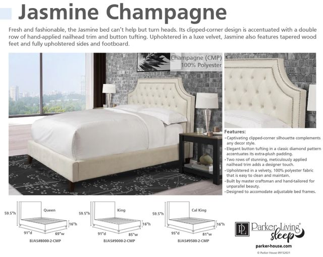 Parker House® Jasmine Champagne Queen Upholstered Panel Bed-3