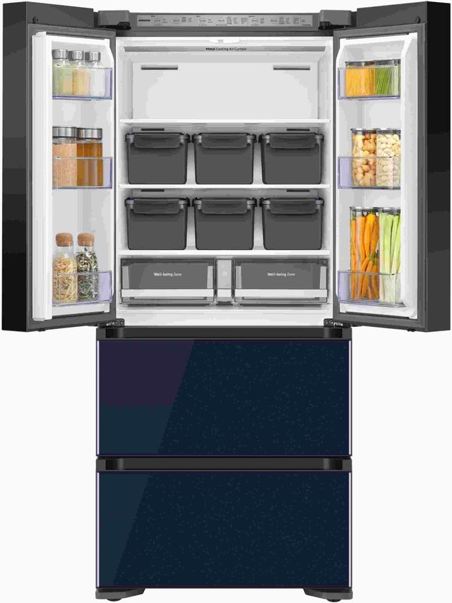 Samsung 32 in. 17.3 Cu. Ft. White-Navy Glass Smart Kimchi & Specialty French Door Refrigerator-2