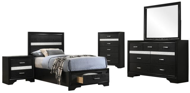 latest birthday dresses for ladies Beloit 3 Piece Bedroom Set, Nightstand Dresser Armoire, Black Black Pa