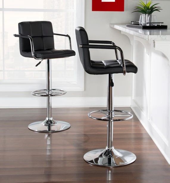 Powell® Boyd Black/Chrome Adjustable Gas Lift Bar Stool -1