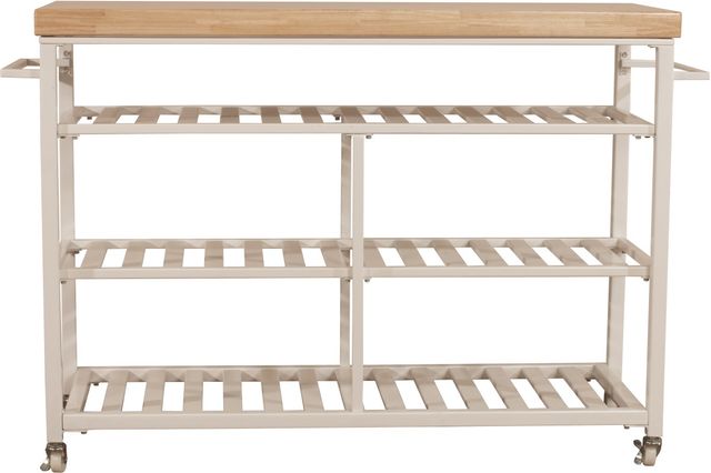 HH2 Home Kennon White Kitchen Cart with Natural Wood Top-0