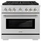 ZLINE Autograph Edition Paramount 36" 5.2 Cu. Ft. Stainless Steel Gas Range with 6 Burner DuoPro™ Cooktop and Convection Gas Oven with Polished Nickel Helix Handle and Accents-0