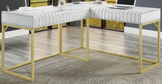 Furniture of America® Freiburg Antique White Corner Desk-0