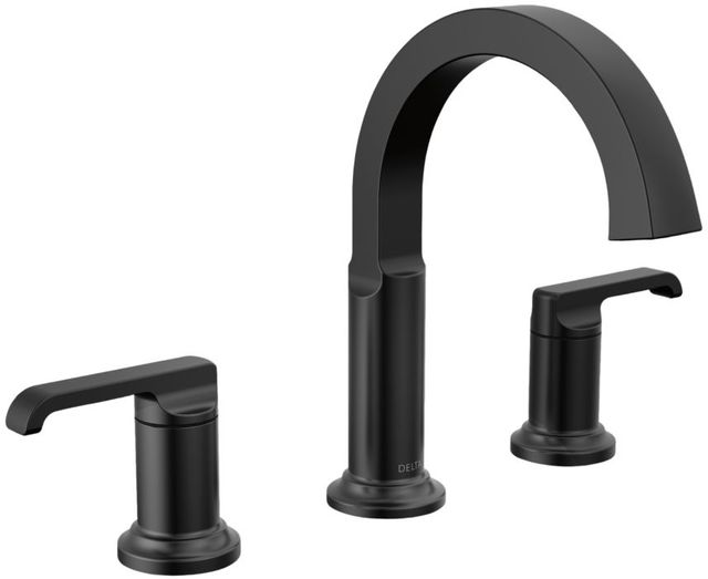 Delta Tetra™ Matte Black 2-Handle Widespread Arched Bathroom Faucet-0