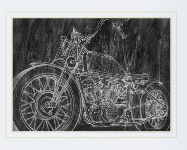 Classy Art Motorcycle Mechanical Sketch I By Ethan Harper Wall Art-1