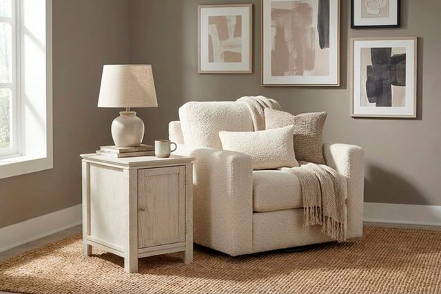 aspenhome® Sandro Brushed White Chairside Table with Door-1